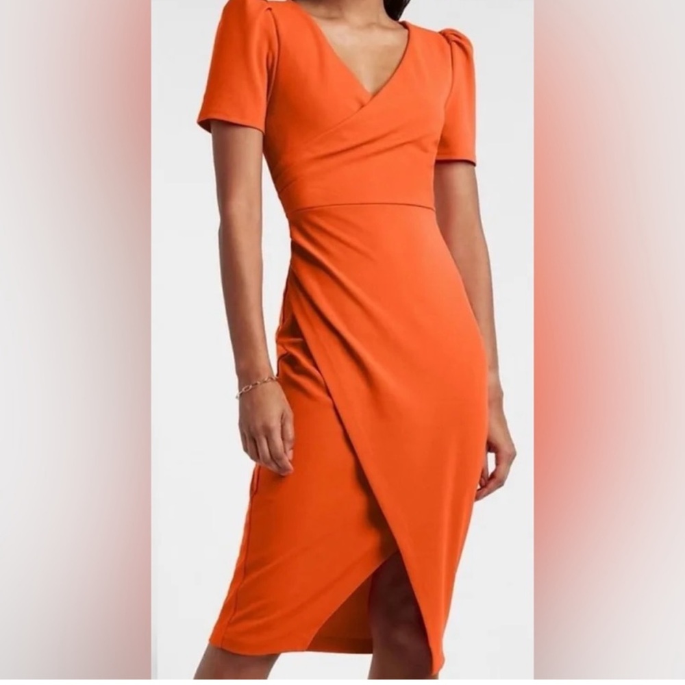 Express Vibrant Orange Midi Dress